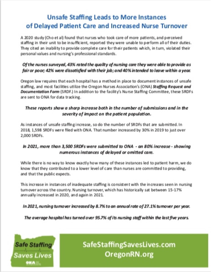 Oregon Unsafe Staffing